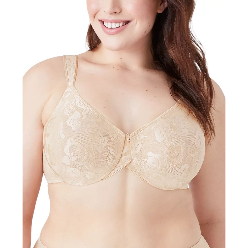 Wacoal Awareness 85567 Beige Floral Mesh Underwire Bra  Size 36C  Sand